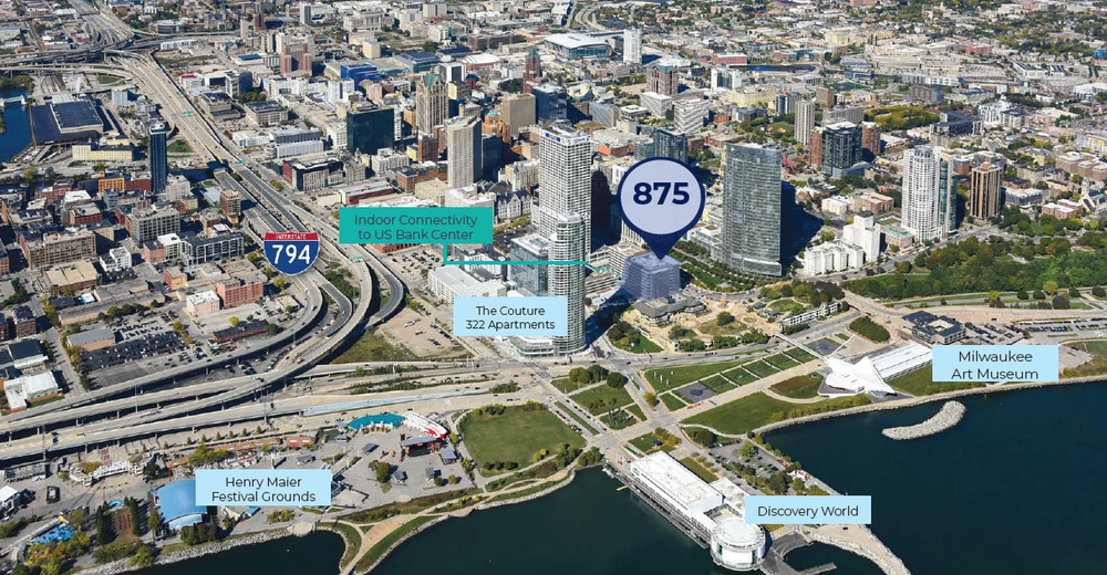 Location map for 875 E. Wisconsin Avenue in downtown Milwaukee